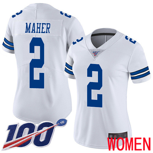 Women Dallas Cowboys Limited White Brett Maher Road 2 100th Season Vapor Untouchable NFL Jersey
